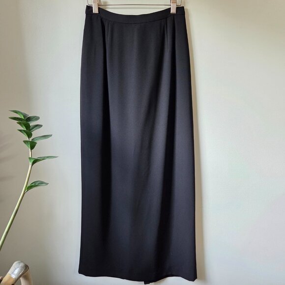 EUC LIKE NEW ADRIANNA PAPELL OCCASIONS BLACK MAXI PENCIL HIGH SLIT BACK SKIRT 10 - Picture 1 of 16